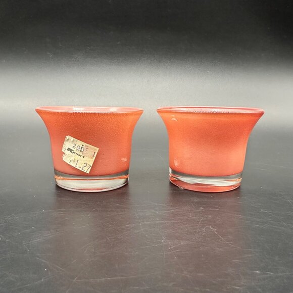 Vintage Tea Light Candle Holders Mauve Pink Glass 1980s Set of 2 Kmart Cottage - Picture 2 of 9